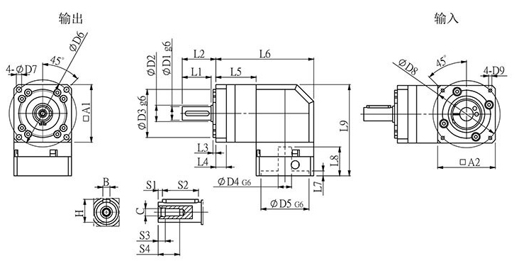精密同軸式拐角減速機圖紙
